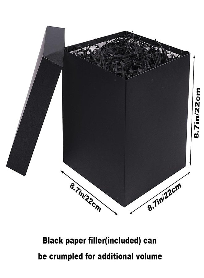 Elephantpackage Elephant-package Medium Gift Box with Lids, Ribbon and Paper Filler, for Men Women Birthdays, Father's Day, Bridal Showers, Weddings, Baby Showers - Collapsible, 8.7", 1 Pack, Black - Image 2